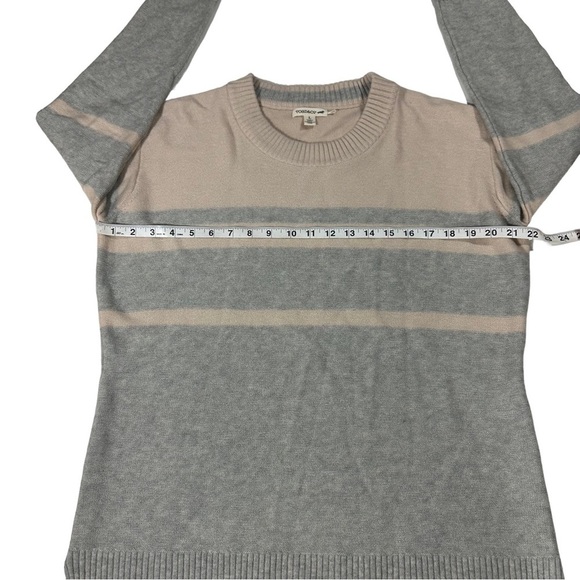 Toad & Co Plateau LS Crew Grey & Blush Striped Lambswool Nylon Mix Sweater Sz L - Picture 7 of 12